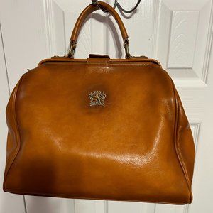 Prateai Firenze Italy, Cognac,  Large Doctors Satchel Bag, Premium leather, New